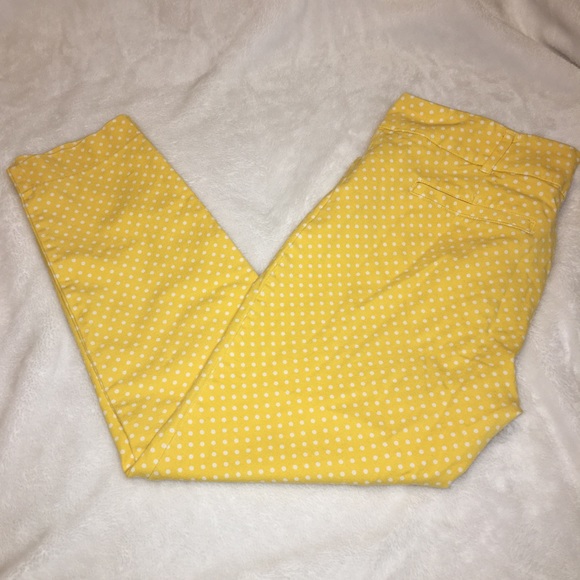 New York & Company Pants - NY&C Yellow Polka Dot Stretch Ankle Pants Size 10
